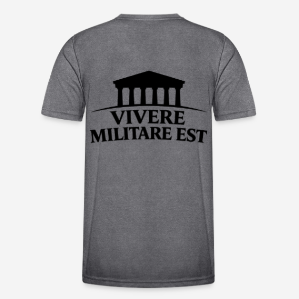 VIVERE MILITARE EST Regular T-Shirt in grau mit Rückendruck
